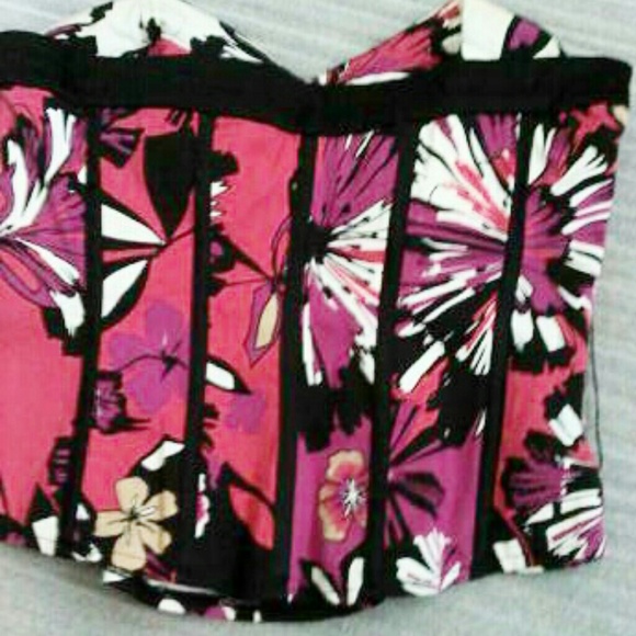 Y2K BEBE Floral Corset TRAINER Bustier Top SMALL - Picture 2 of 3